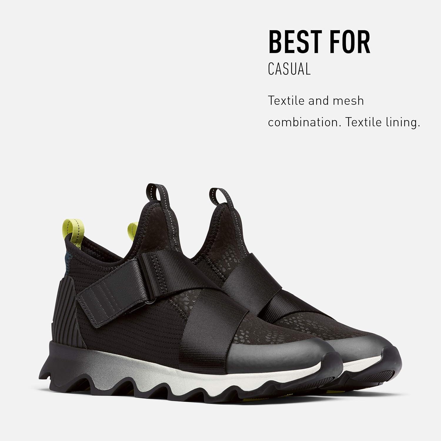 imageSOREL Womens Kinetic Sneak Knit Sneaker with Scalloped Sole and Stretch StrapsBlack