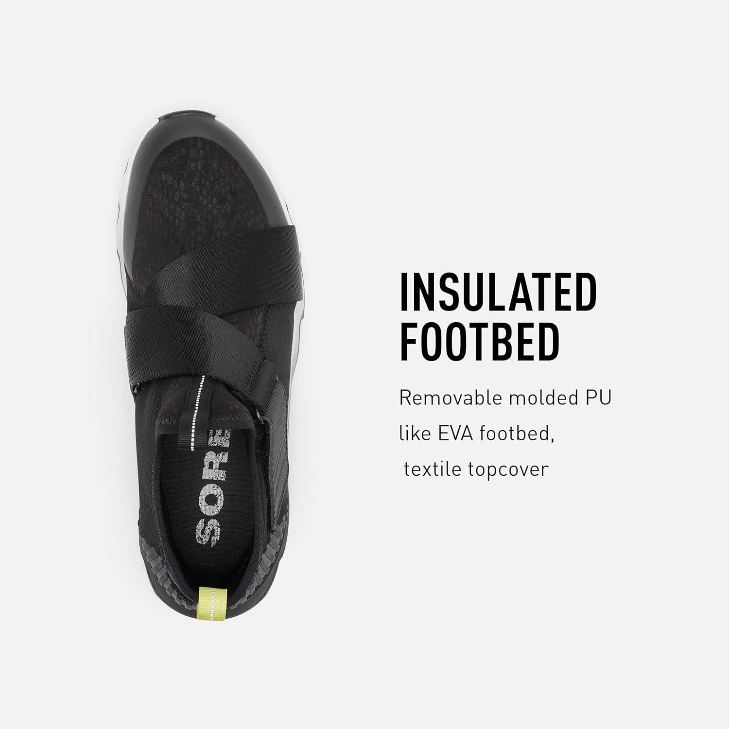 imageSOREL Womens Kinetic Sneak Knit Sneaker with Scalloped Sole and Stretch StrapsBlack