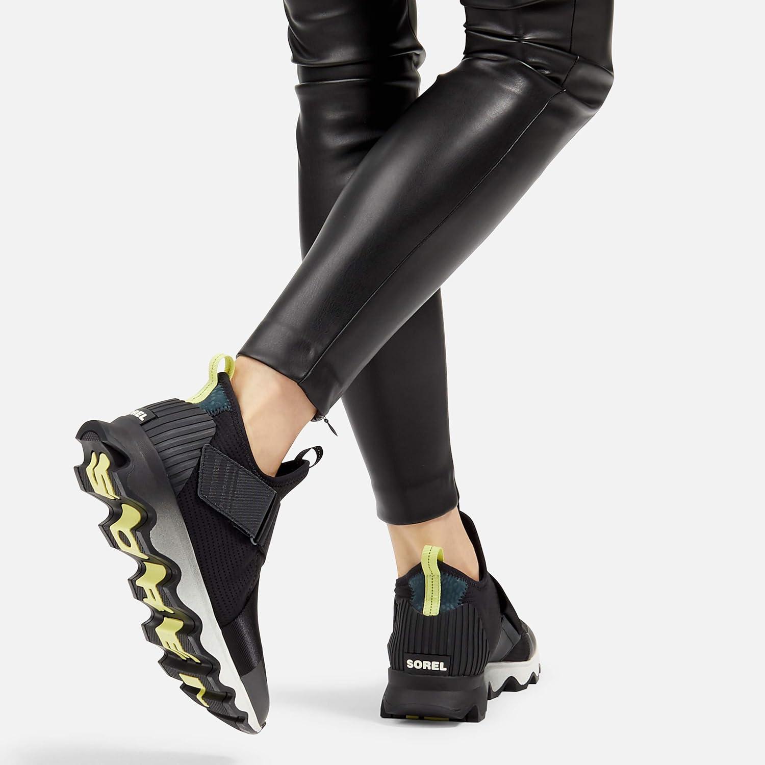 imageSOREL Womens Kinetic Sneak Knit Sneaker with Scalloped Sole and Stretch StrapsBlack