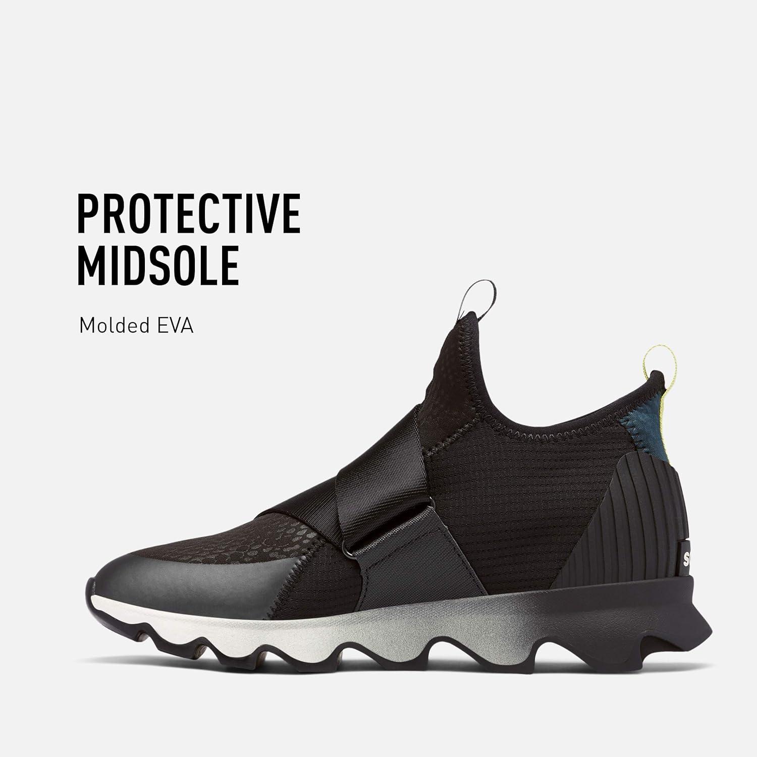 imageSOREL Womens Kinetic Sneak Knit Sneaker with Scalloped Sole and Stretch StrapsBlack