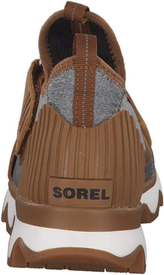 imageSOREL Womens Kinetic Sneak Knit Sneaker with Scalloped Sole and Stretch StrapsCamel Brown Sea Salt