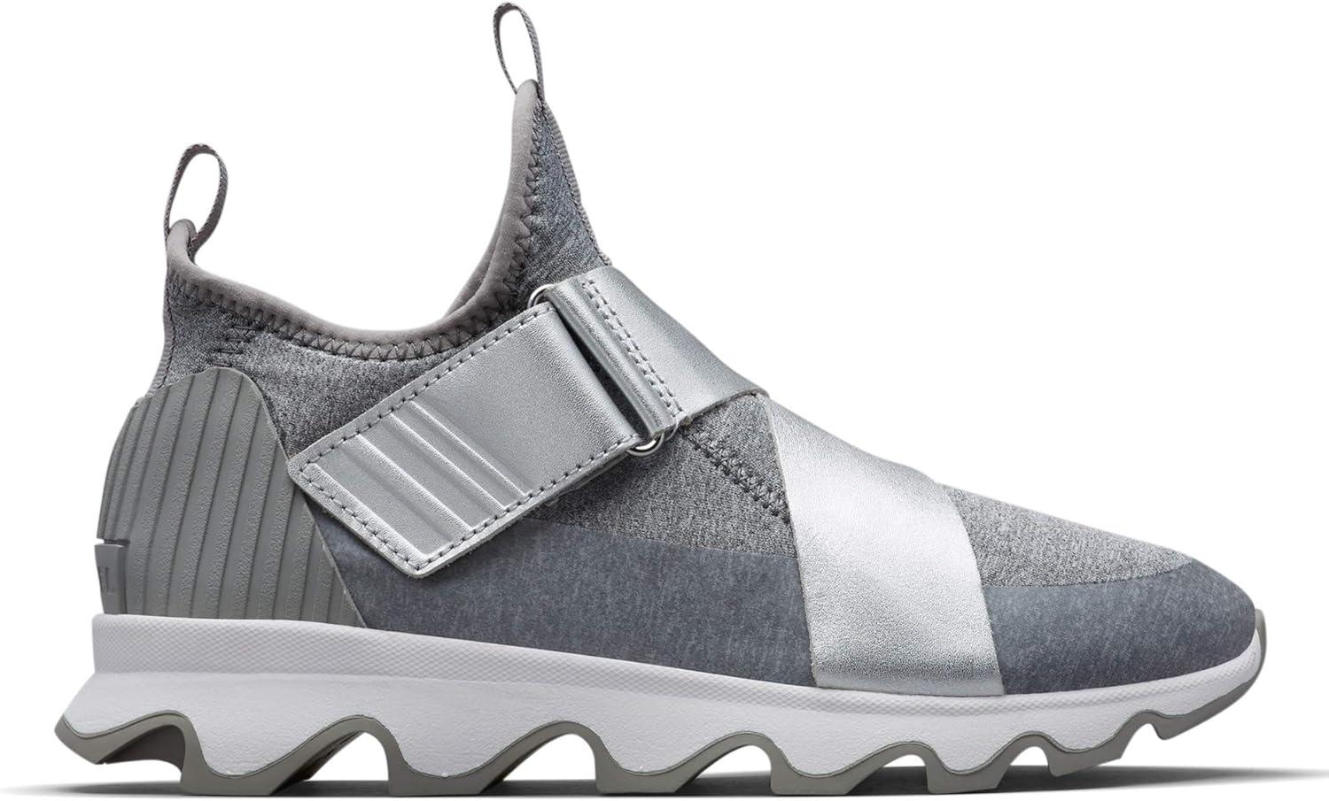imageSOREL Womens Kinetic Sneak Knit Sneaker with Scalloped Sole and Stretch StrapsGrey Dove