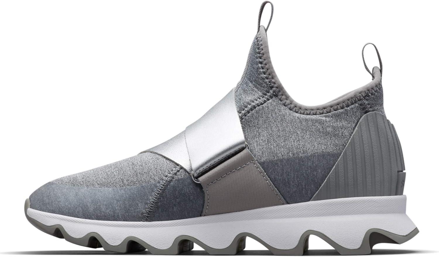 imageSOREL Womens Kinetic Sneak Knit Sneaker with Scalloped Sole and Stretch StrapsGrey Dove