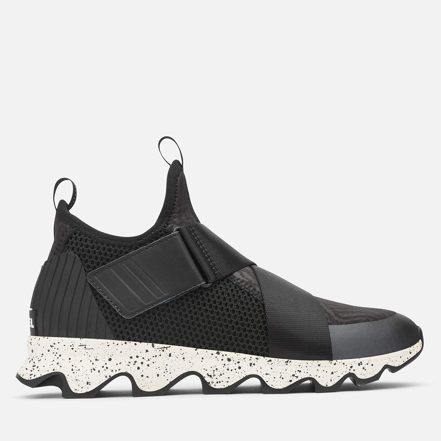 imageSOREL Womens Kinetic Sneak Knit Sneaker with Scalloped Sole and Stretch StrapsNordyblack Sea Salt