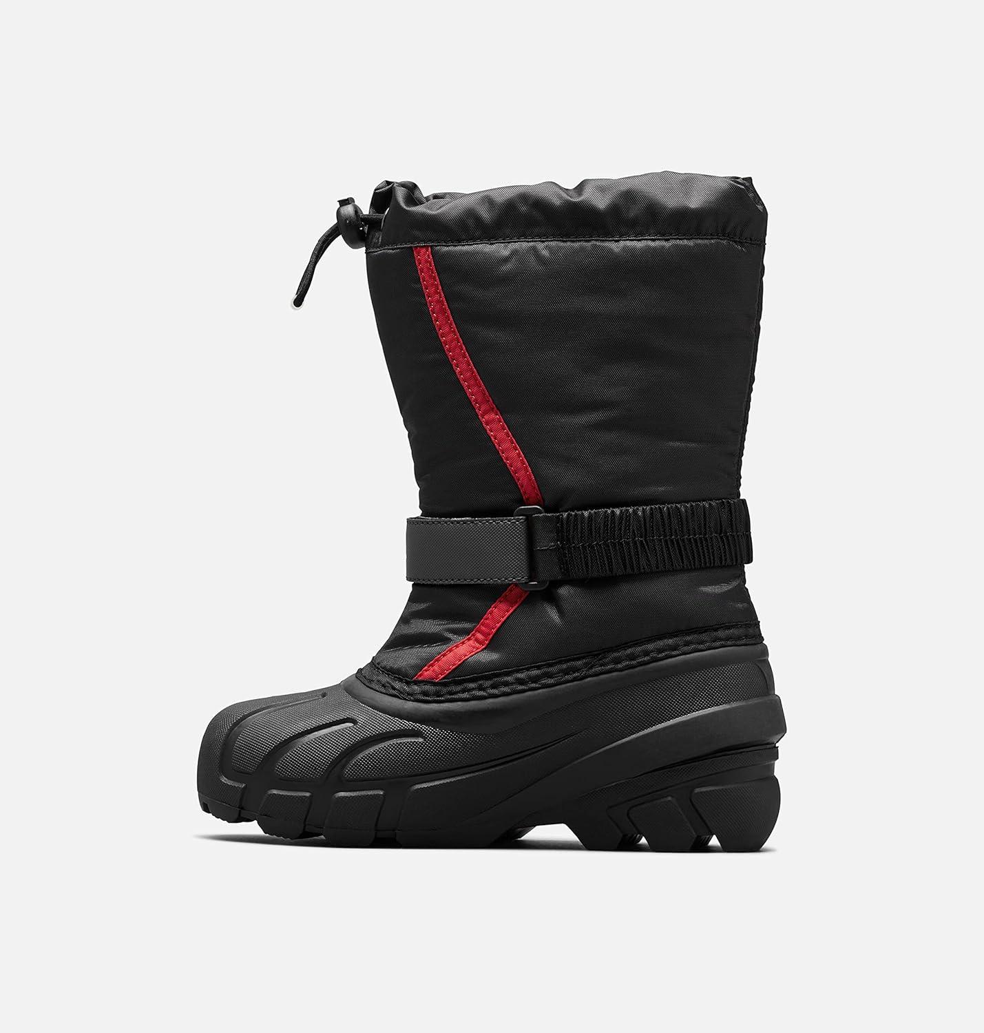imageSOREL Youth Flurry Winter Snow Boots for KidsBlack Bright Red Youth Collection 2023