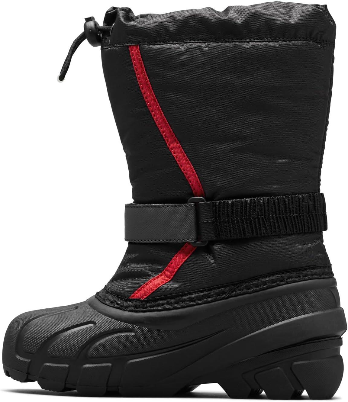imageSOREL Youth Flurry Winter Snow Boots for KidsBlack Bright Red Youth Collection 2023