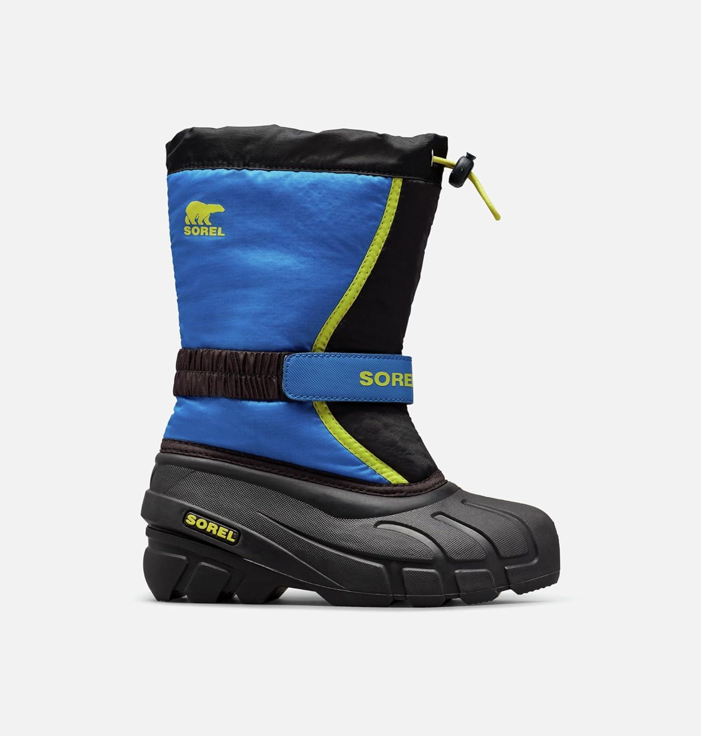 imageSOREL Youth Flurry Winter Snow Boots for KidsBlack Super Blue Youth Collection 2023