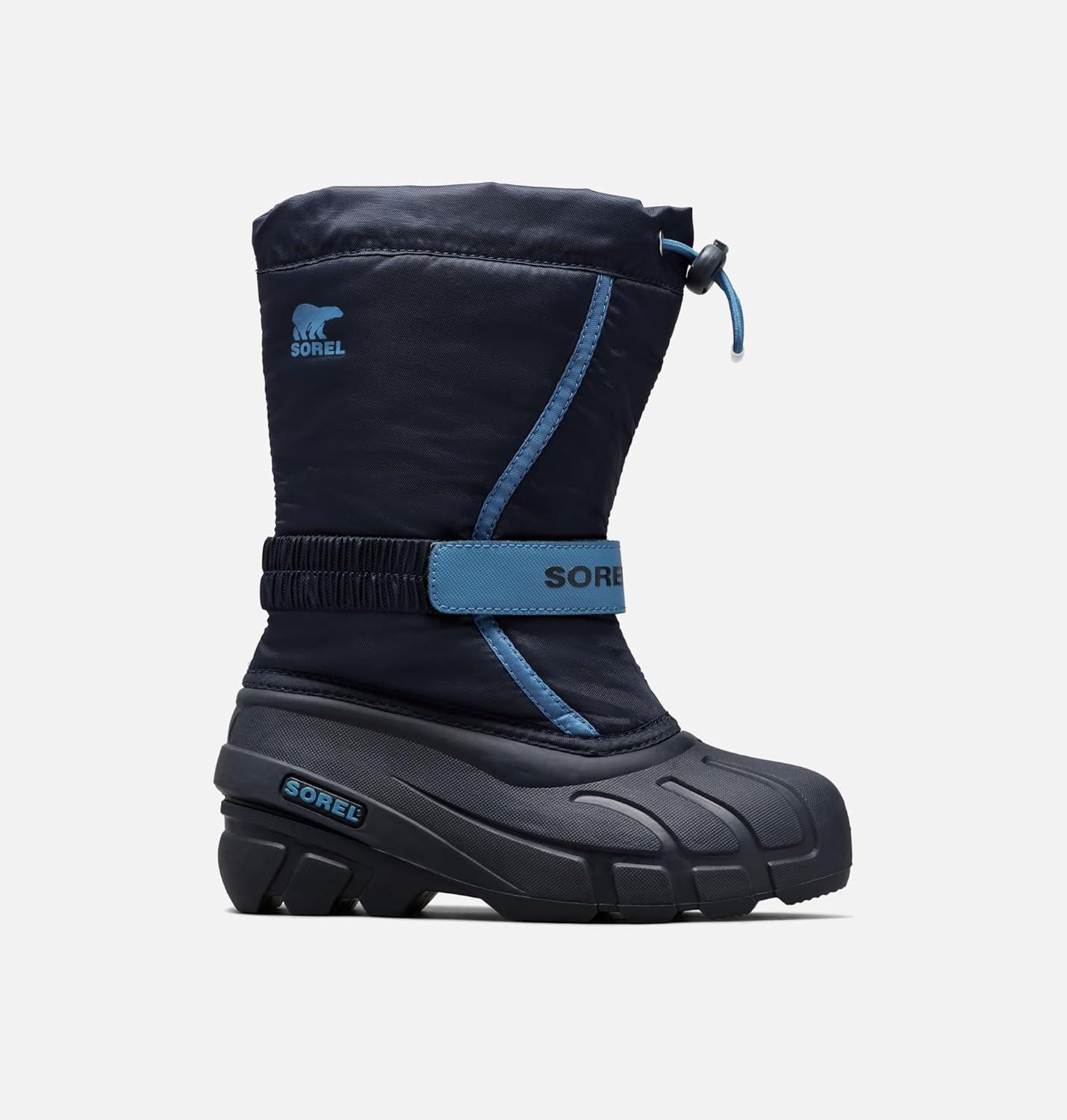 imageSOREL Youth Flurry Winter Snow Boots for KidsCollegiate Navy Atmosphere Youth Collection 2023
