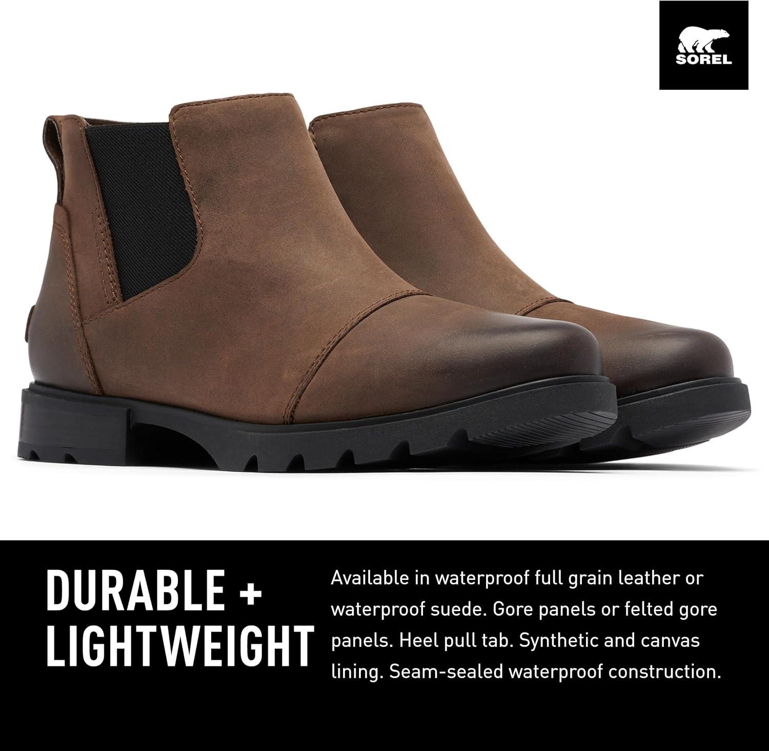 imageSOREL Womens Emelie lll Chelsea Waterproof BootTobacco Black