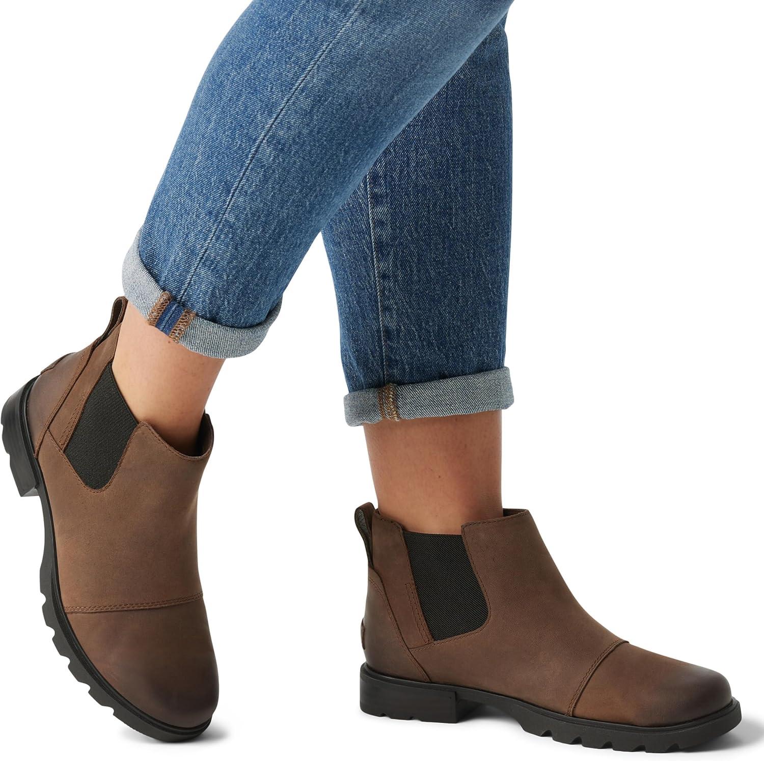 imageSOREL Womens Emelie lll Chelsea Waterproof BootTobacco Black