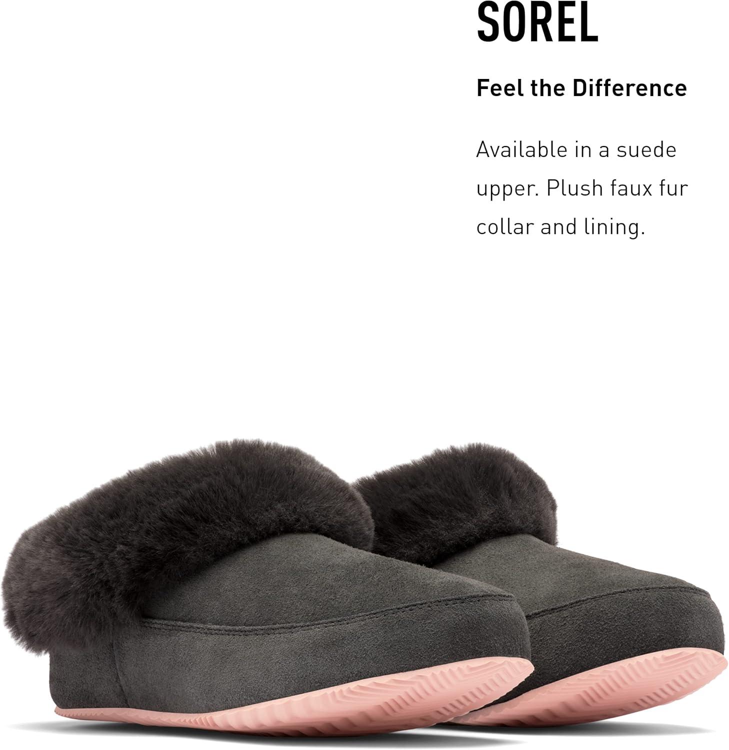 imageSOREL Womens Go Coffee Run SlipperDark Moss Peach Blossom