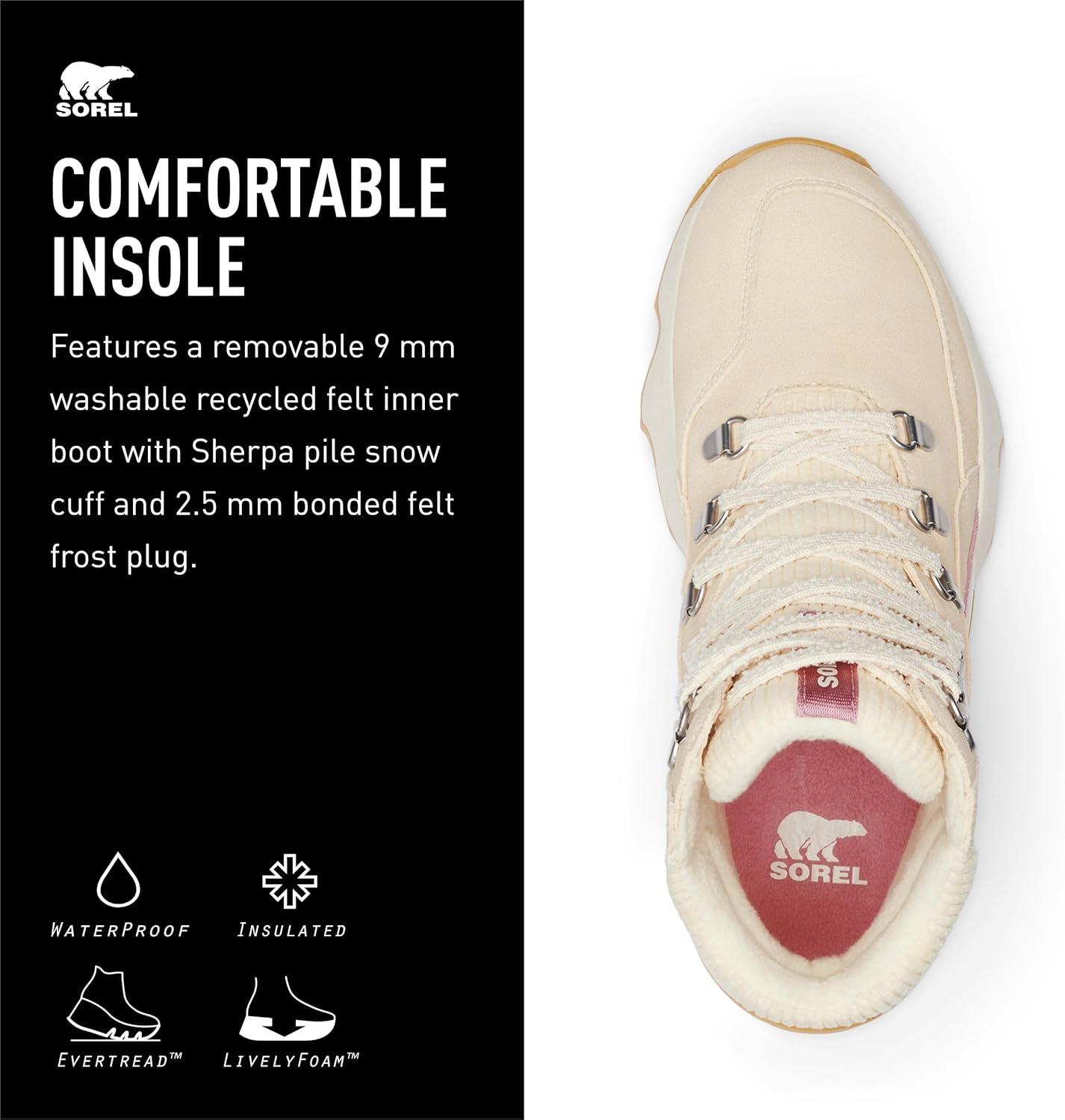 imageSOREL Womens Kinetic Impact Conquest Plus Waterproof BootHoney WhiteDazed Mauve