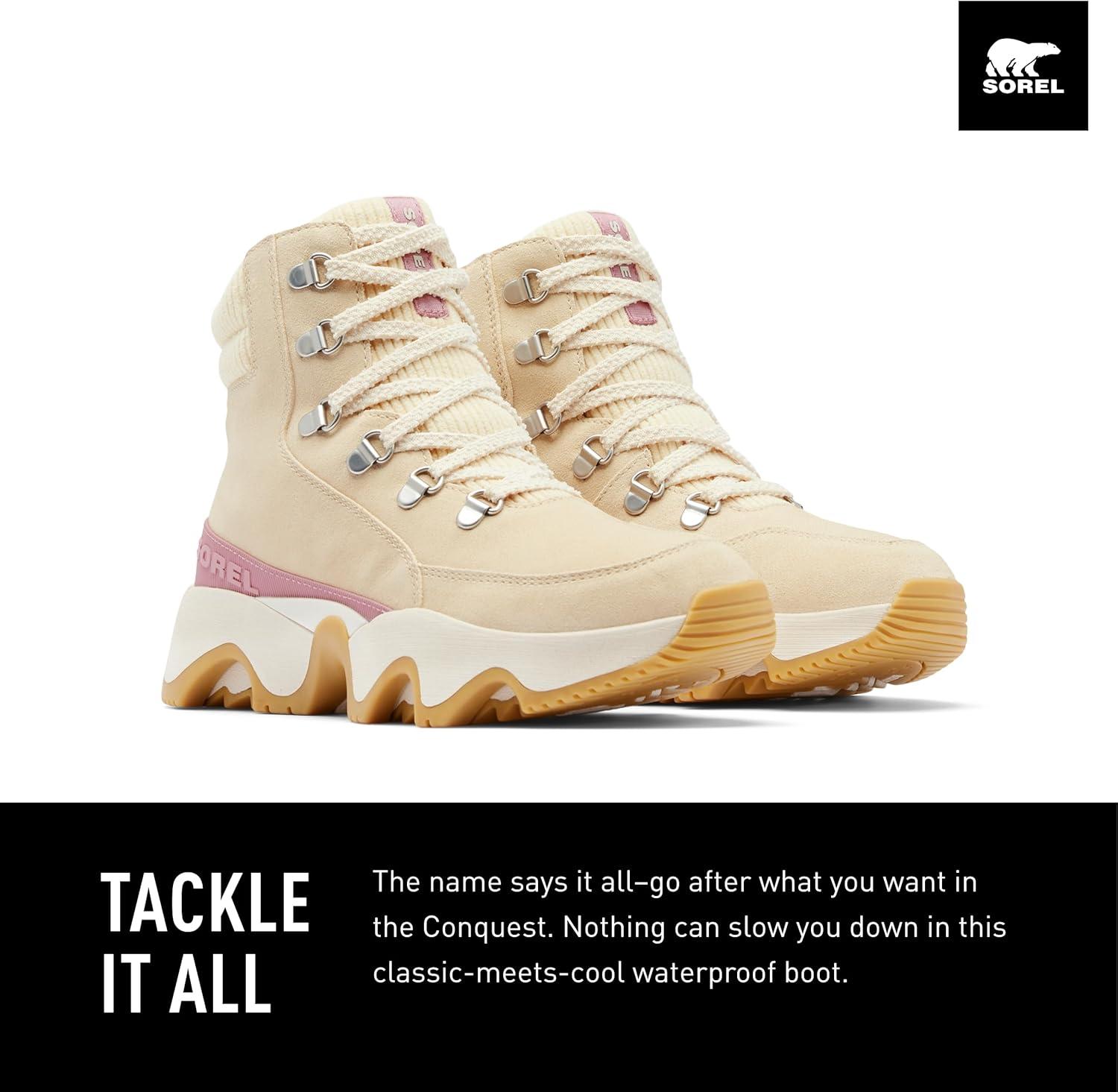 imageSOREL Womens Kinetic Impact Conquest Plus Waterproof BootHoney WhiteDazed Mauve