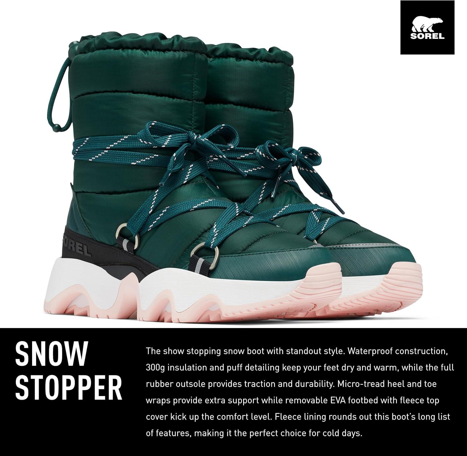 imageSOREL Womens Kinetic Impact NXT Waterproof Mid BootMidnight Teal Vintage Pink