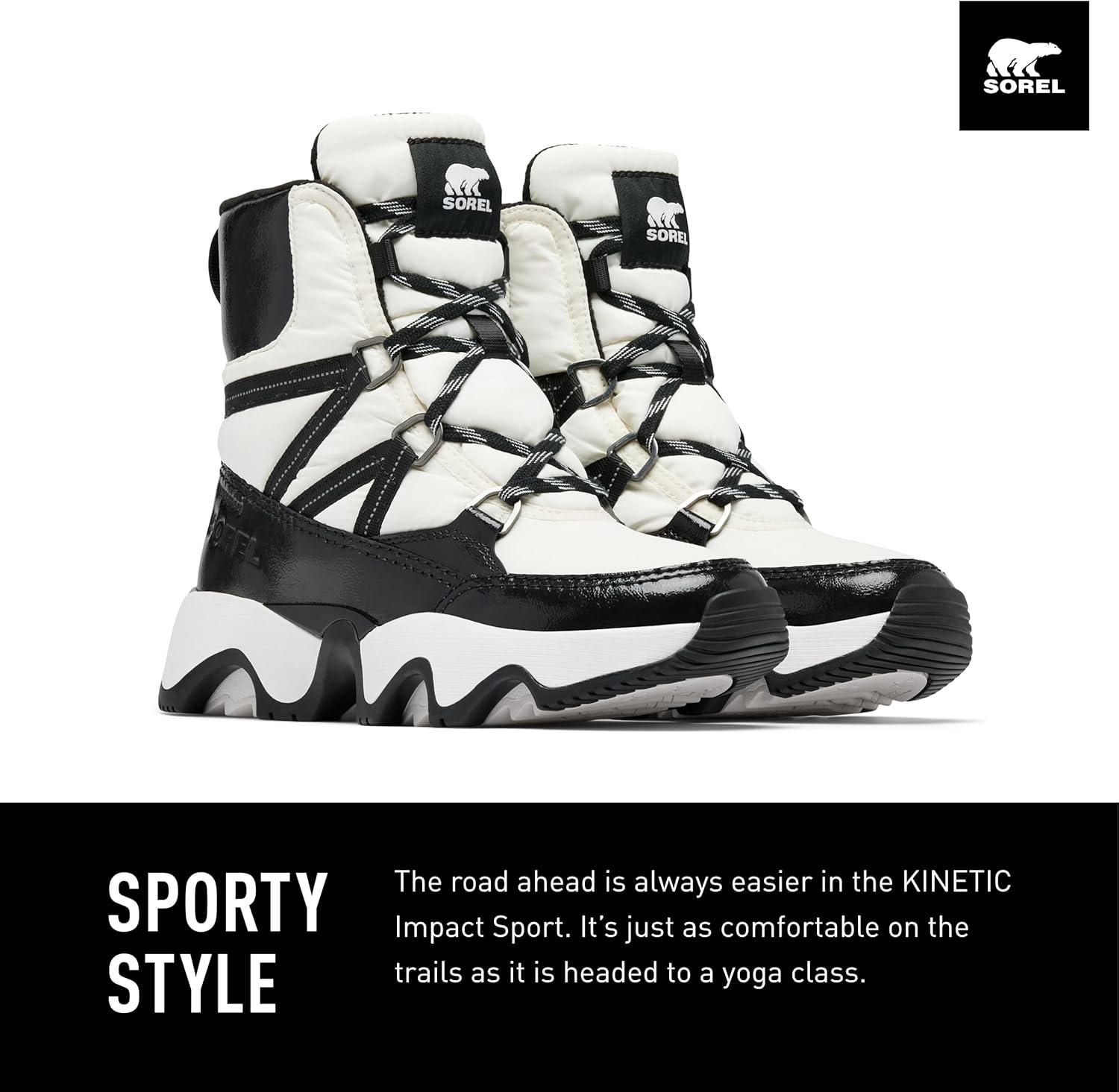 imageSOREL Womens Kinetic Impact Sport Waterproof BootSea SaltBlack