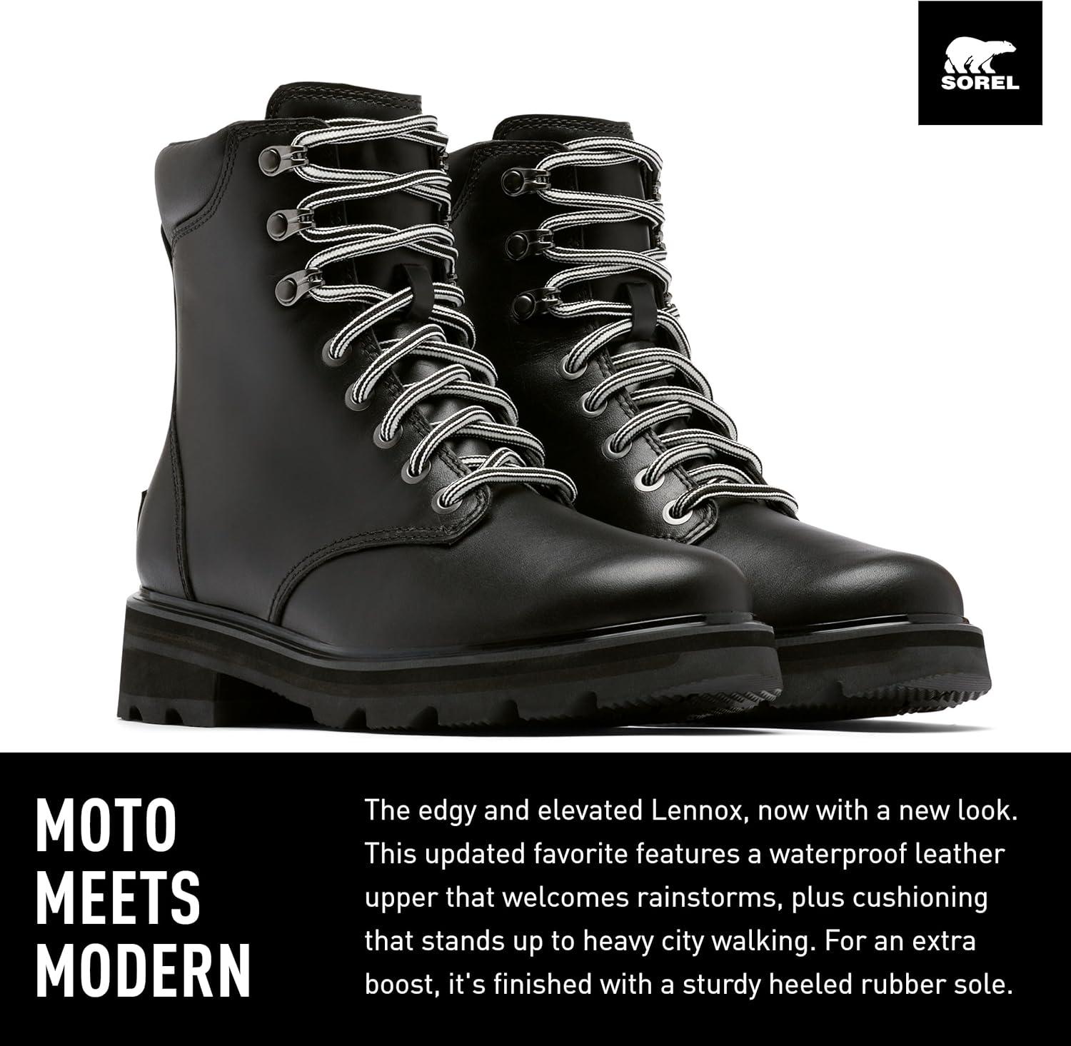 imageSOREL Womens Lennox Lace Waterproof BootsBlack Sea Salt