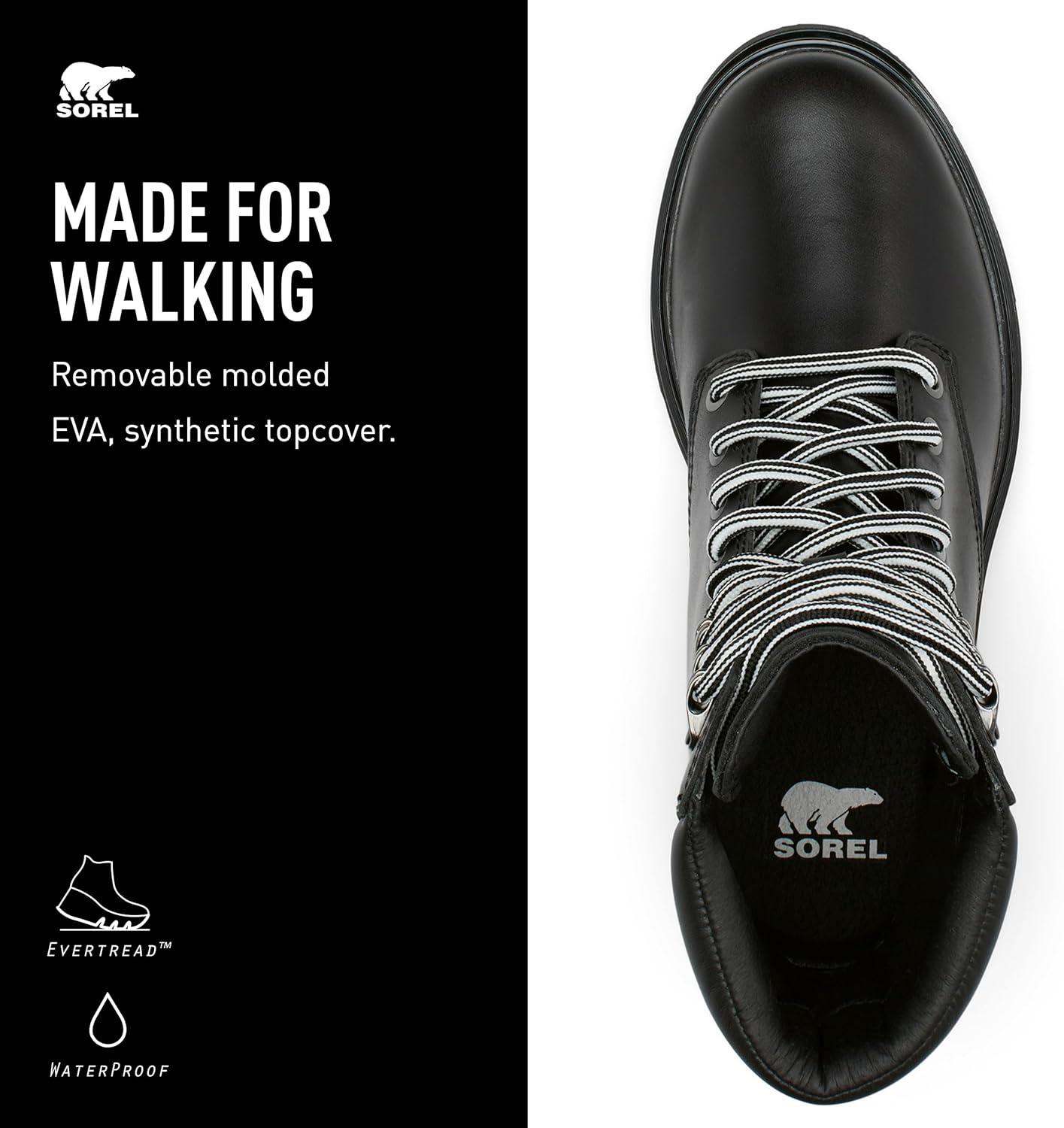 imageSOREL Womens Lennox Lace Waterproof BootsBlack Sea Salt