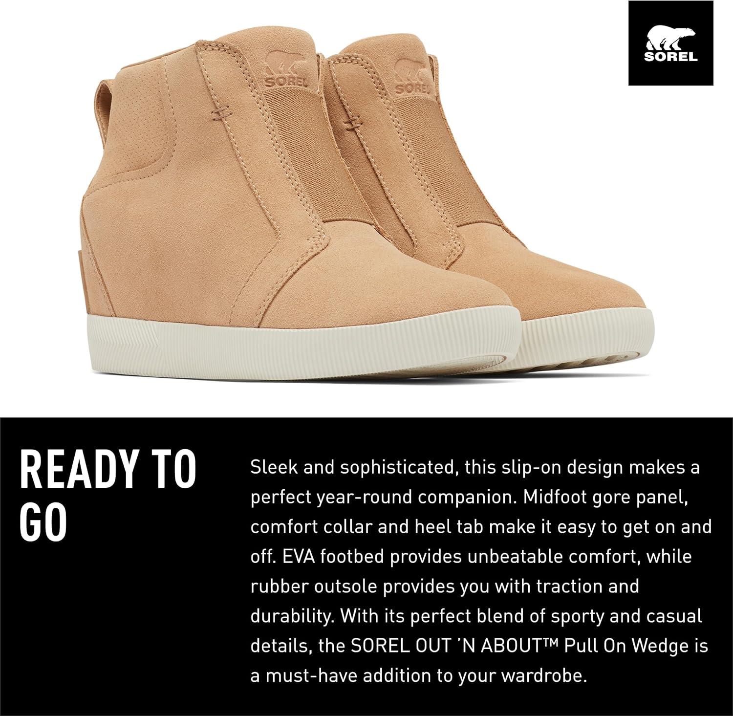 imageSOREL Womens Out N About Pull On Wedge BootCanoe Sea Salt