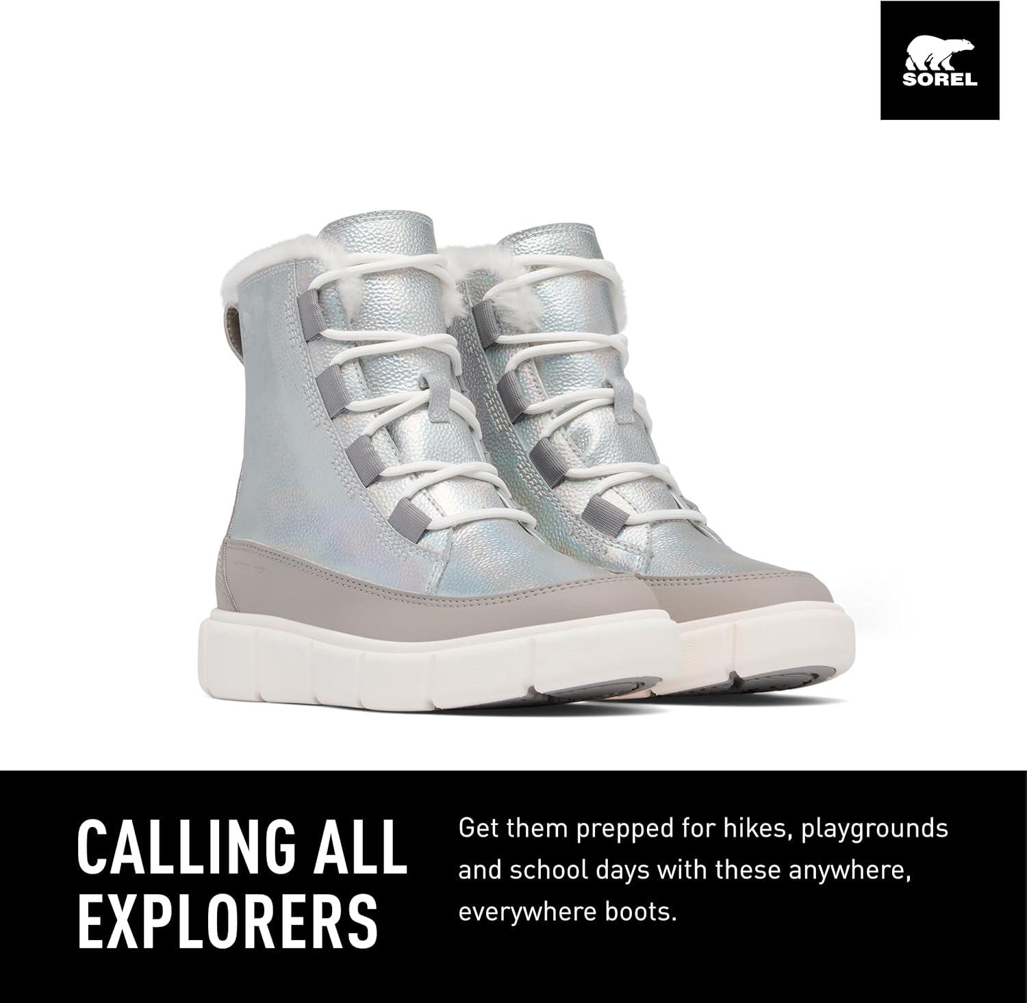 imageSorel Childrens Explorer lll Lace BootPure SilverChrome Grey