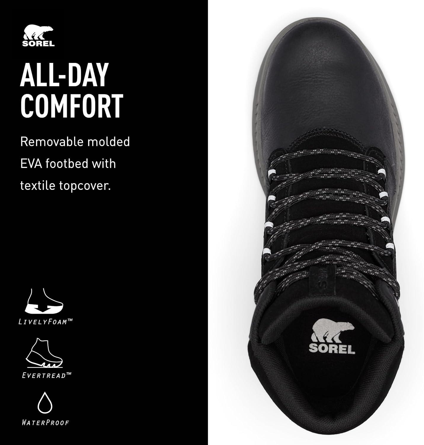 imageSorel Mens Mac Hill Lite Mid Waterproof BootsBlack Quarry