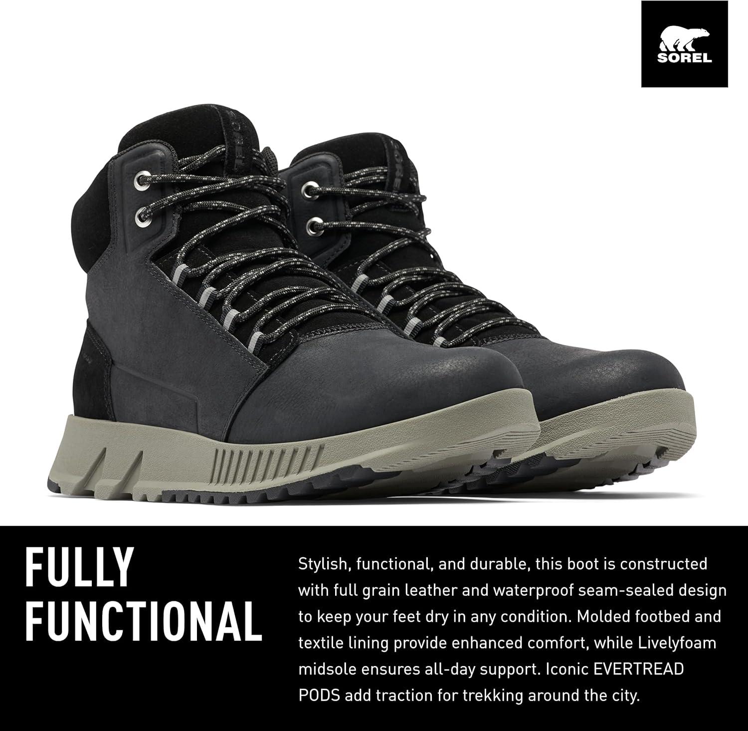 imageSorel Mens Mac Hill Lite Mid Waterproof BootsBlack Quarry