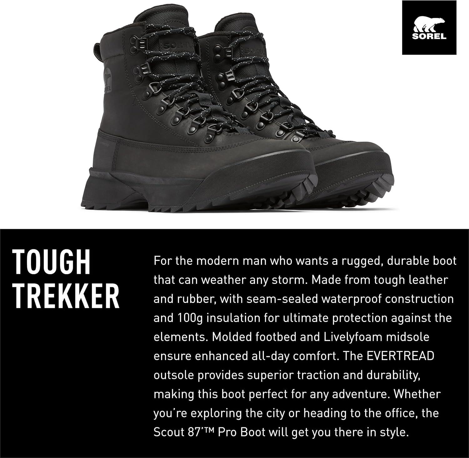 imageSorel Mens Scout 87 Pro Waterproof BootsBlack Black