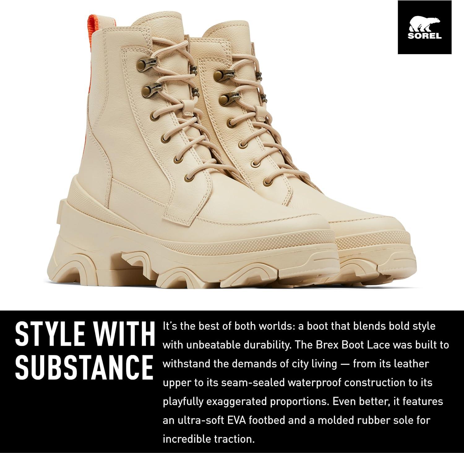 imageSorel Womens Brex Lace Waterproof BootBleached Ceramic Optimized Orange