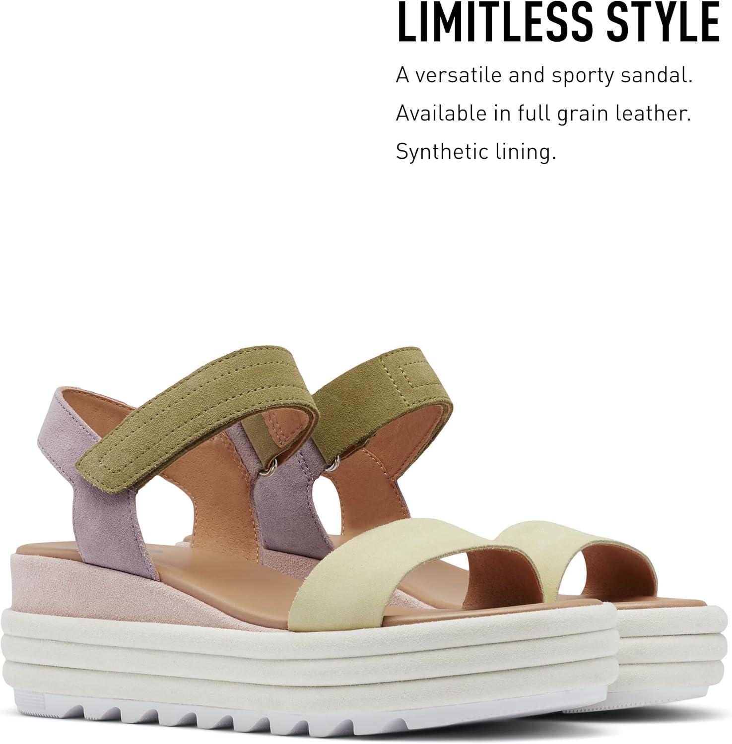 imageSorel Womens Cameron Flatform SandalsTranquil Yellow Chalk