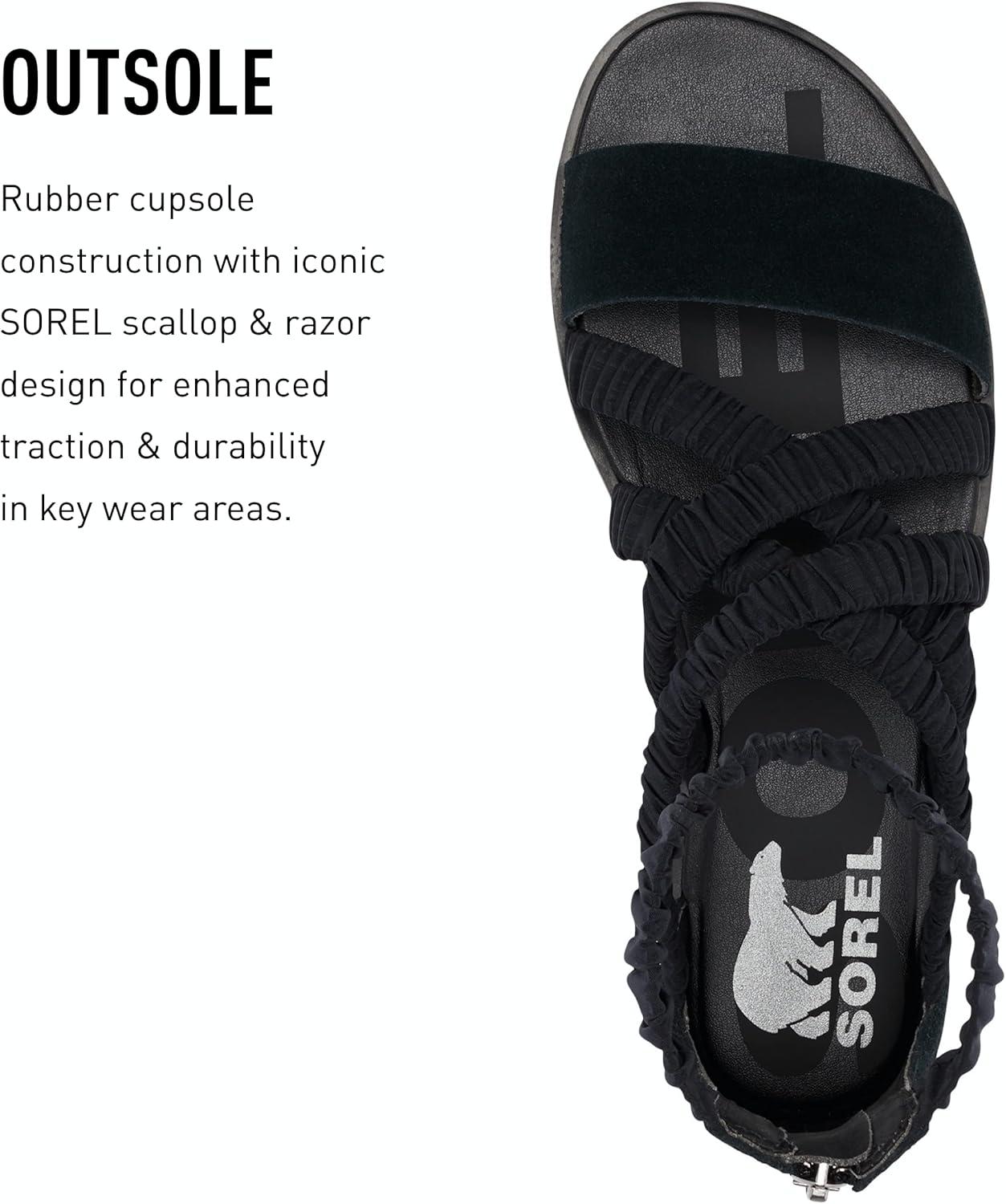 imageSorel Womens Ella II Ankle Strap SandalsBlack Sea Salt