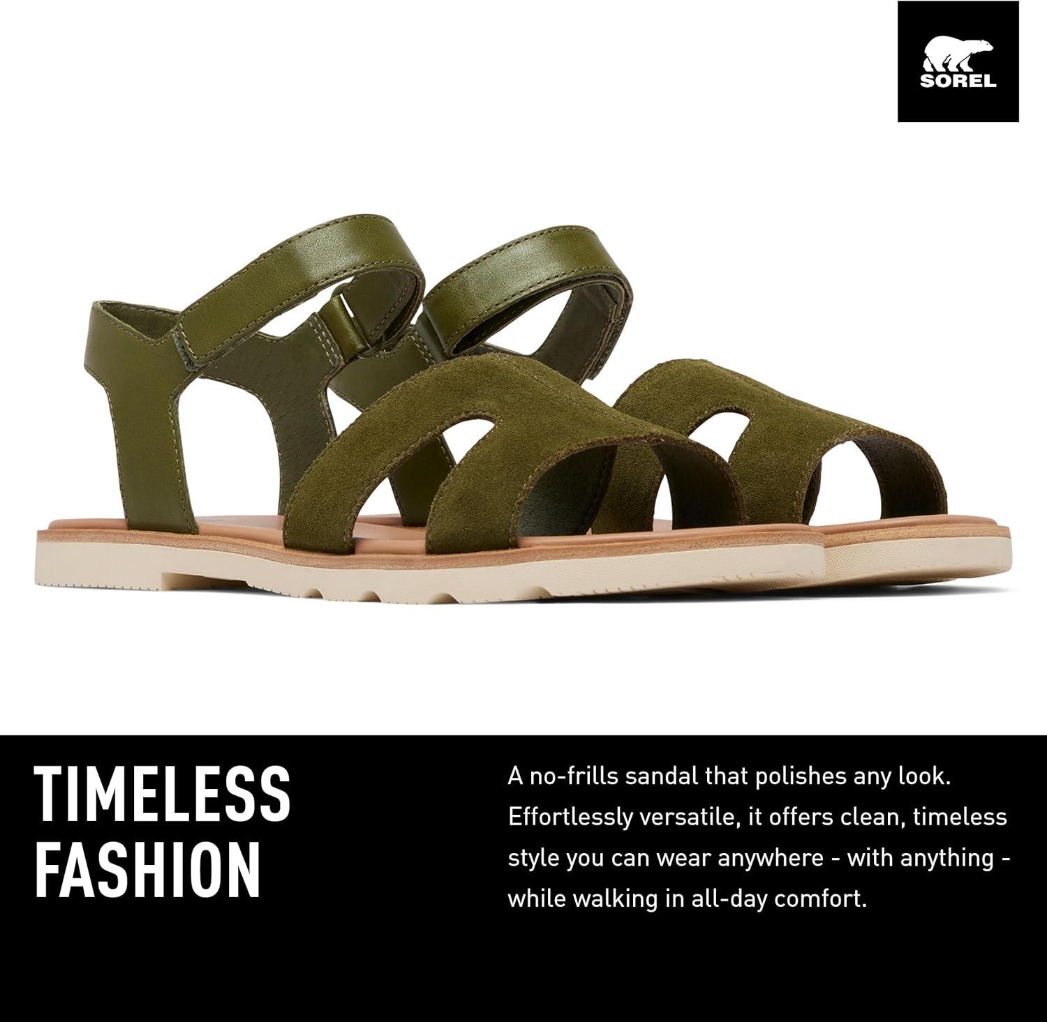 imageSorel Womens Ella lll Ankle Strap SandalUtility Green Honey White