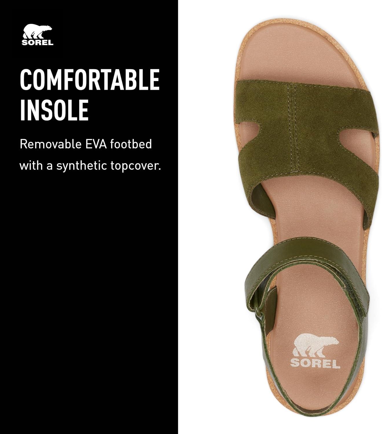 imageSorel Womens Ella lll Ankle Strap SandalUtility Green Honey White