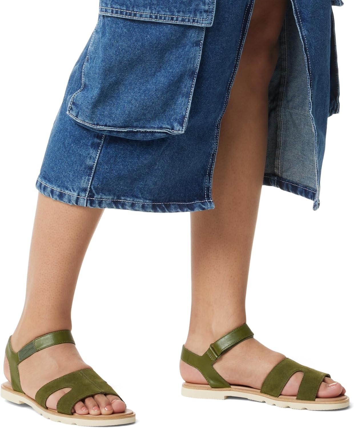 imageSorel Womens Ella lll Ankle Strap SandalUtility Green Honey White