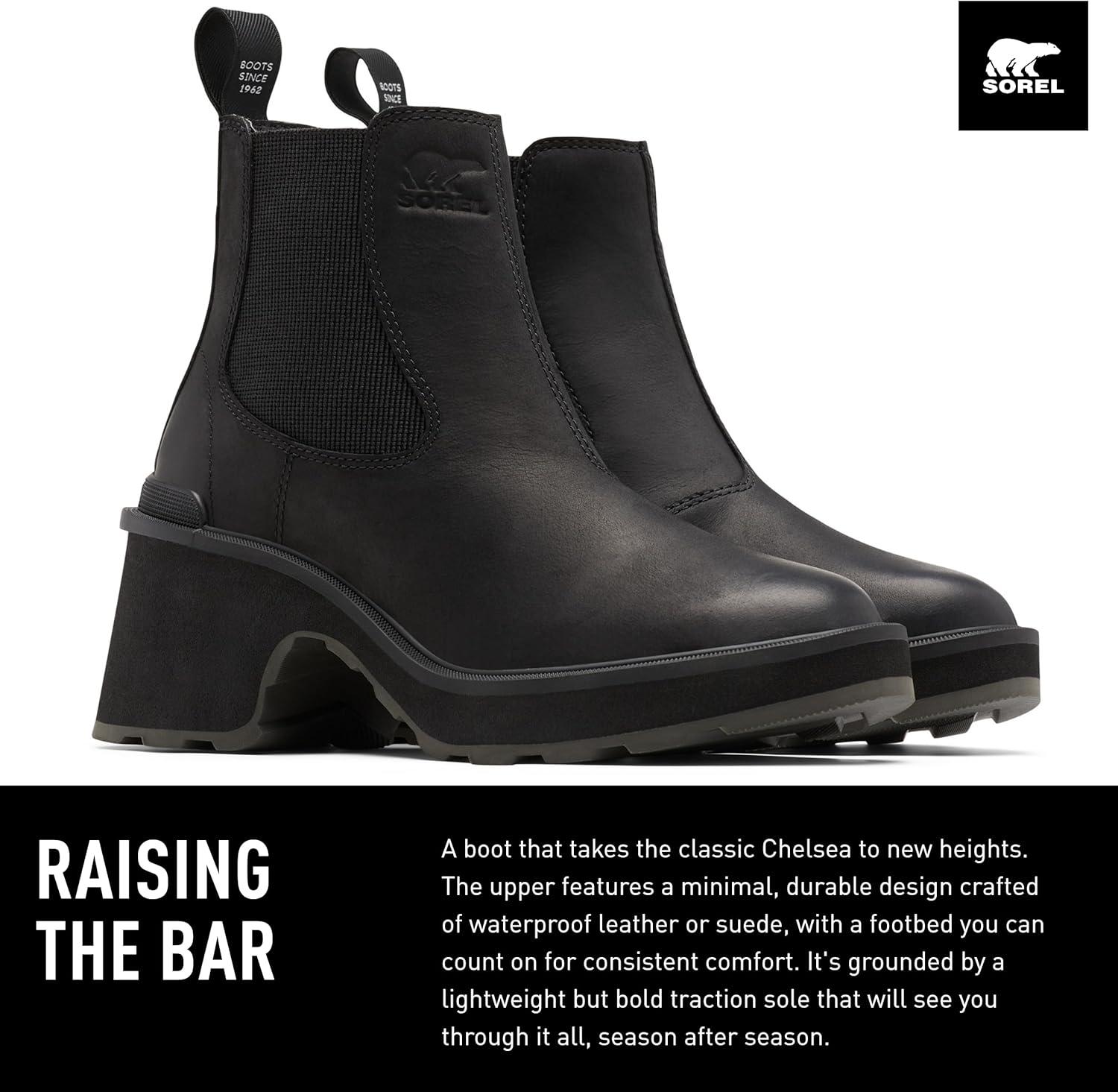 imageSorel Womens HiLine Heel Chelsea BootsBlack Sea Salt