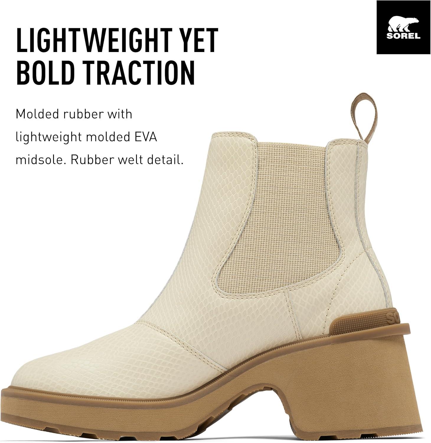 imageSorel Womens HiLine Heel Chelsea BootsBleached Ceramic Caribou Buff