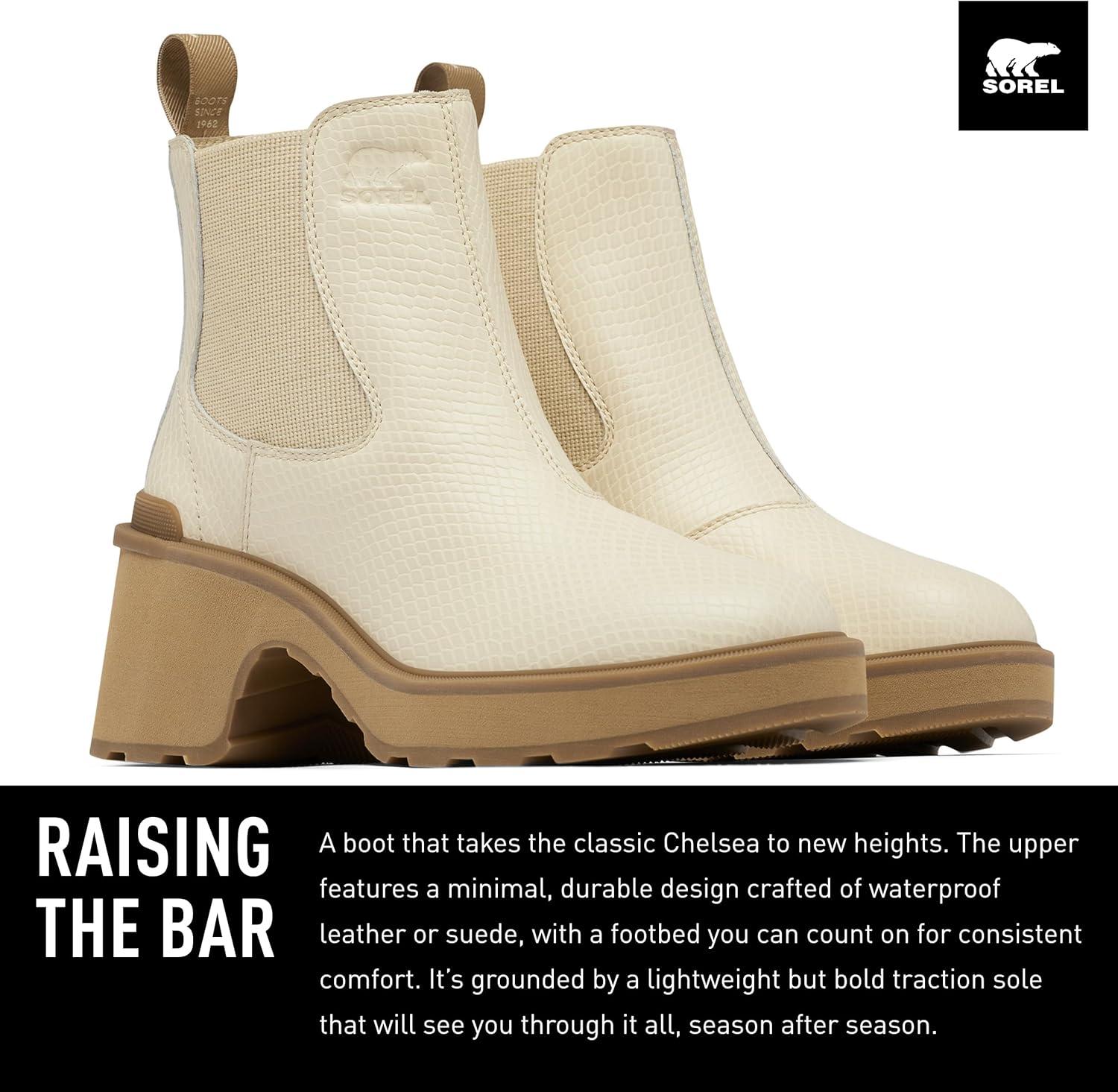 imageSorel Womens HiLine Heel Chelsea BootsBleached Ceramic Caribou Buff