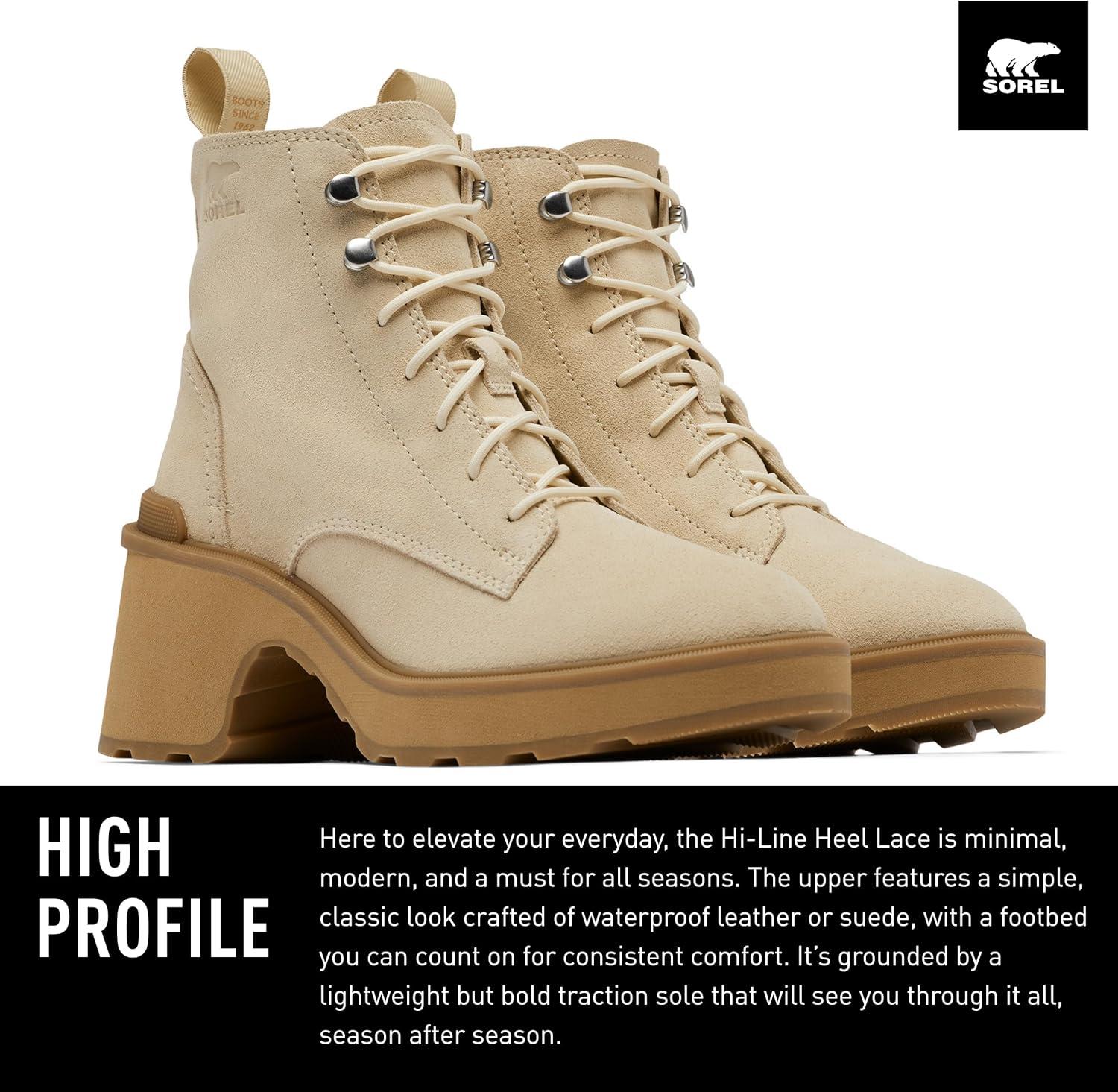 imageSorel Womens HiLine Heel Lace BootsBleached Ceramic Caribou Buff