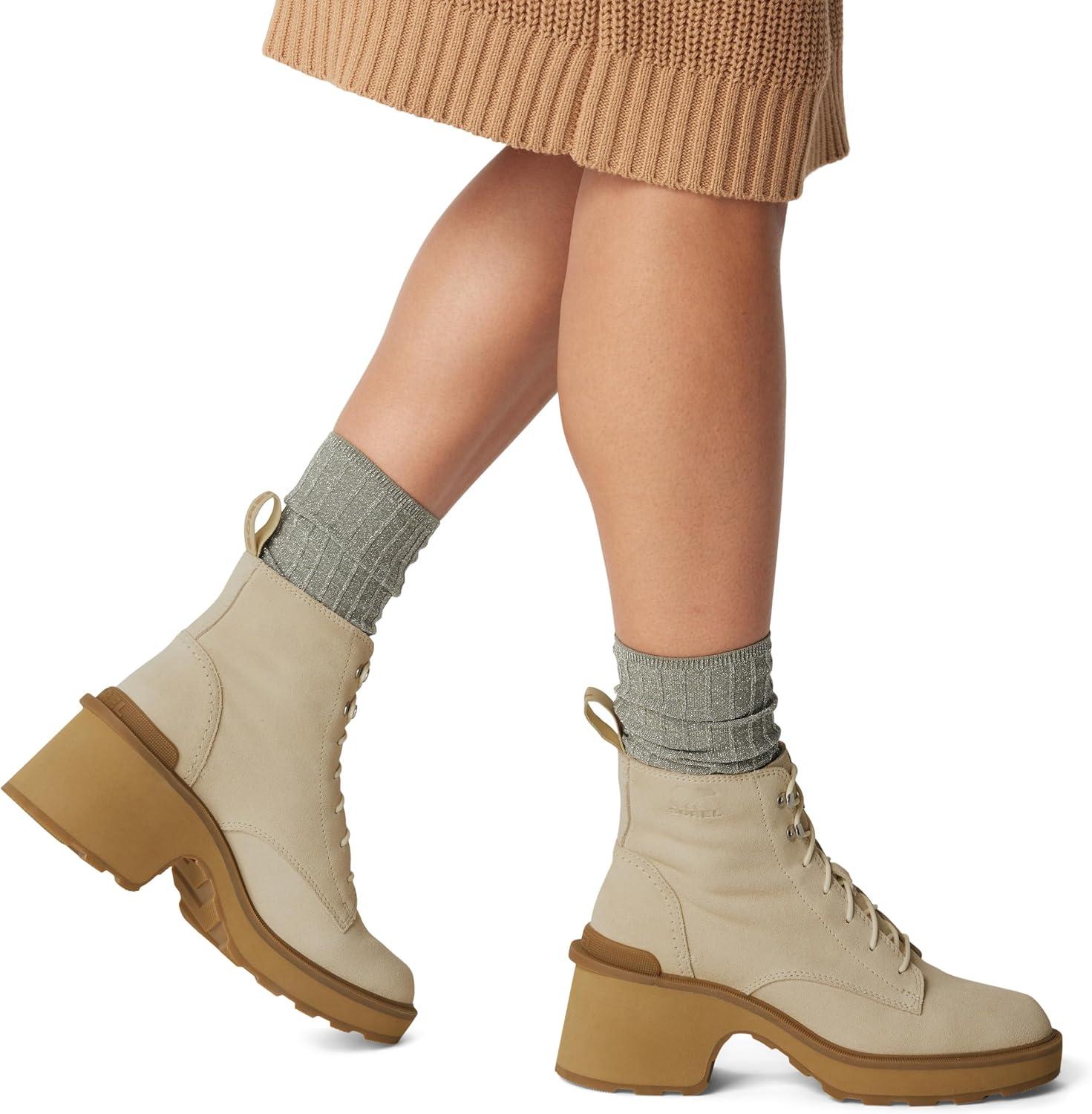 imageSorel Womens HiLine Heel Lace BootsBleached Ceramic Caribou Buff