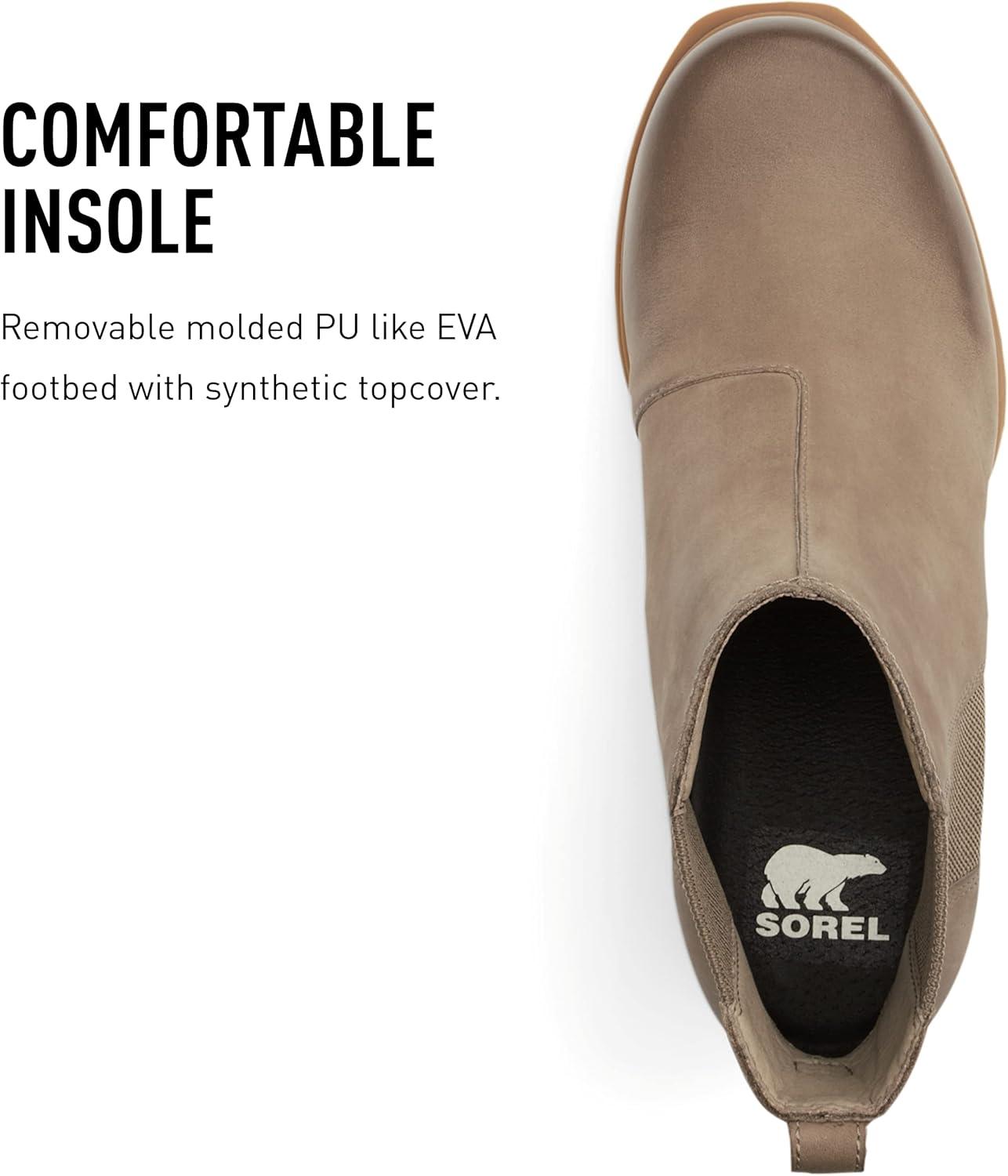 imageSorel Womens Joan of Arctic Wedge III Chelsea Boot Waterproof Leather Wedge BootsOmega Taupe Wet Sand