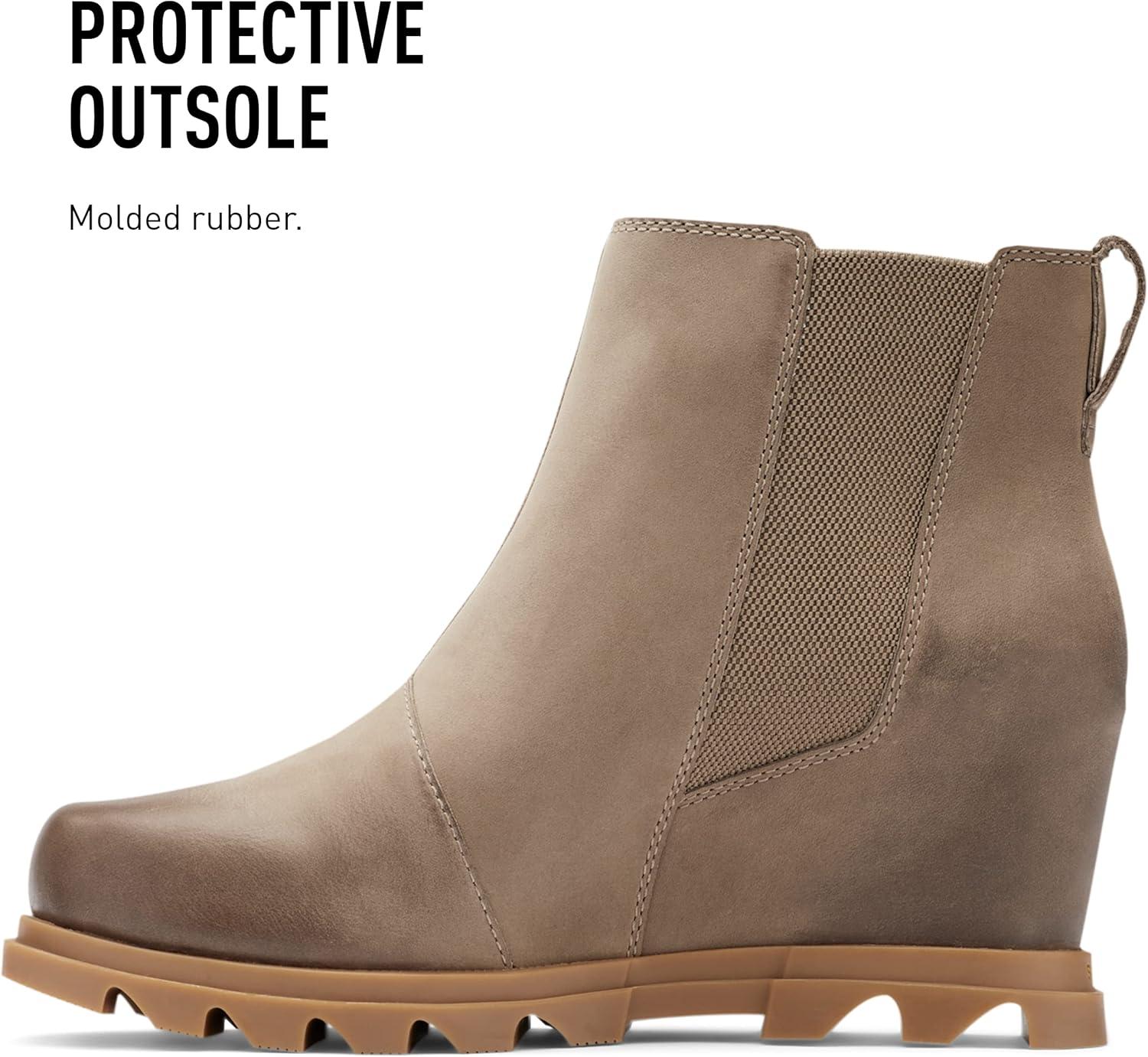 imageSorel Womens Joan of Arctic Wedge III Chelsea Boot Waterproof Leather Wedge BootsOmega Taupe Wet Sand