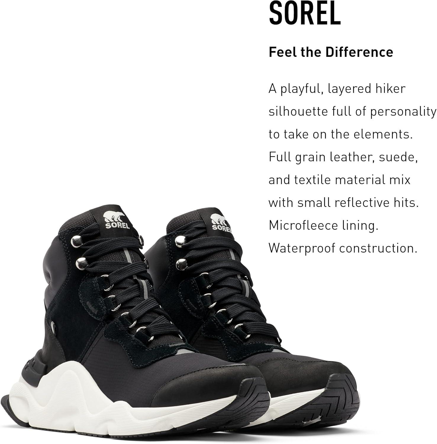 imageSorel Womens Kinetic RNEGD Conquest Boot Waterproof Leather Winter BootsBlack Sea Salt