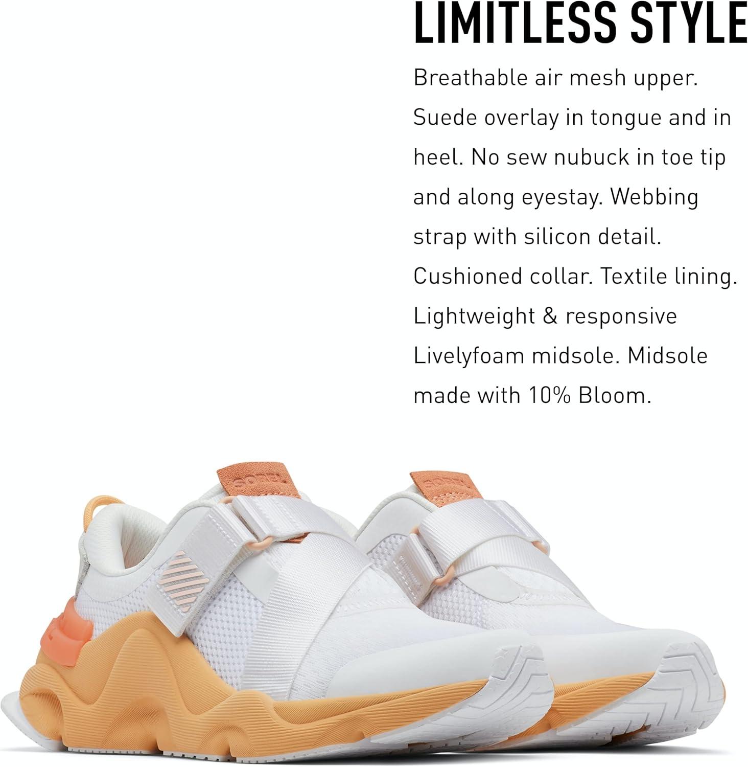 imageSorel Womens Kinetic RNEGD Strap ShoesWhite Faded Spark