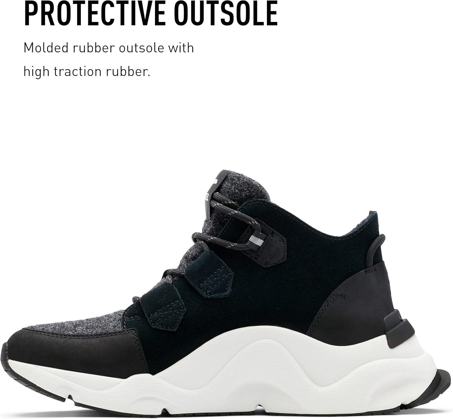 imageSorel Womens Kinetic Rngd Caribou Boot Waterproof Leather Winter BootsBlack Sea Salt