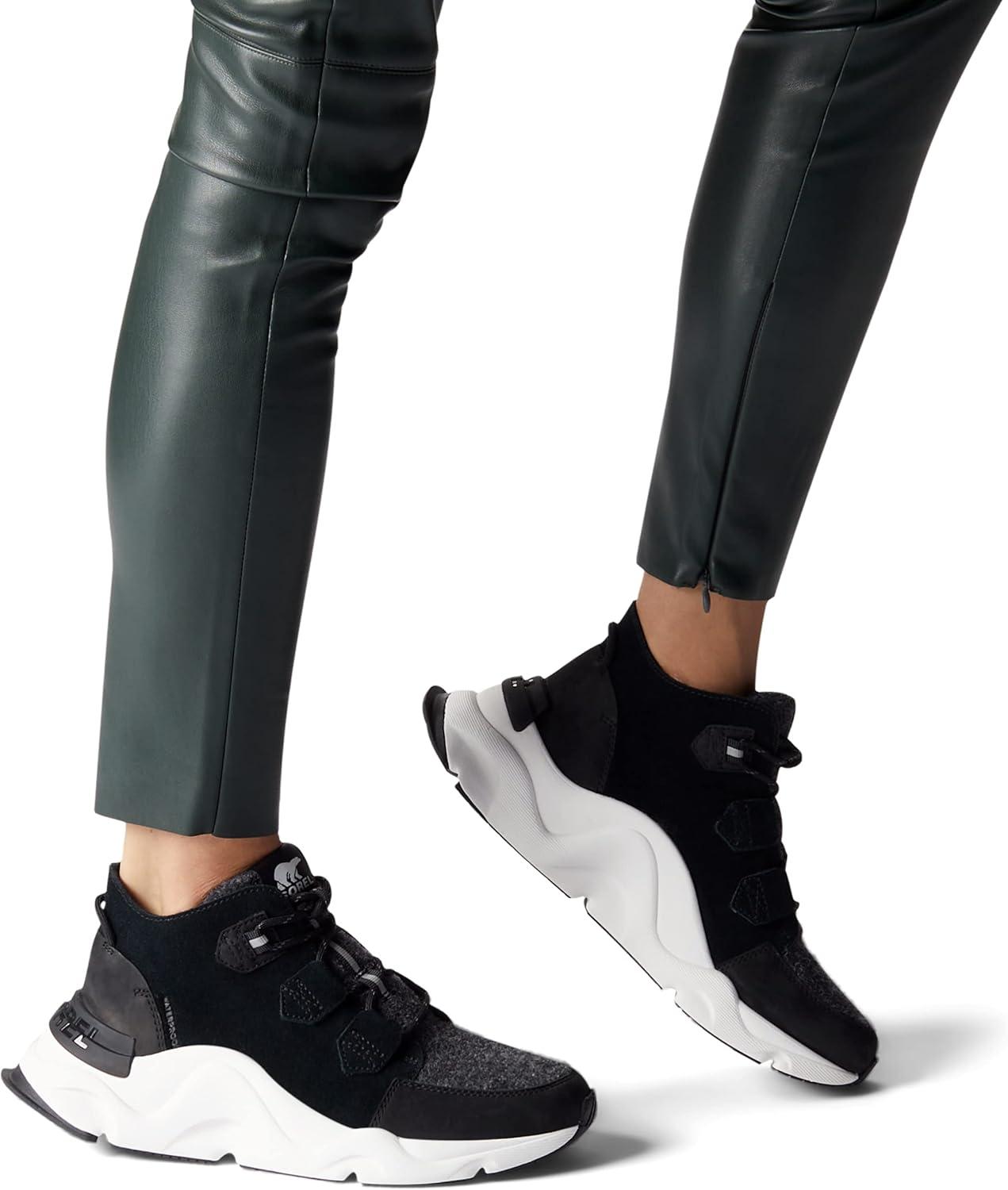 imageSorel Womens Kinetic Rngd Caribou Boot Waterproof Leather Winter BootsBlack Sea Salt