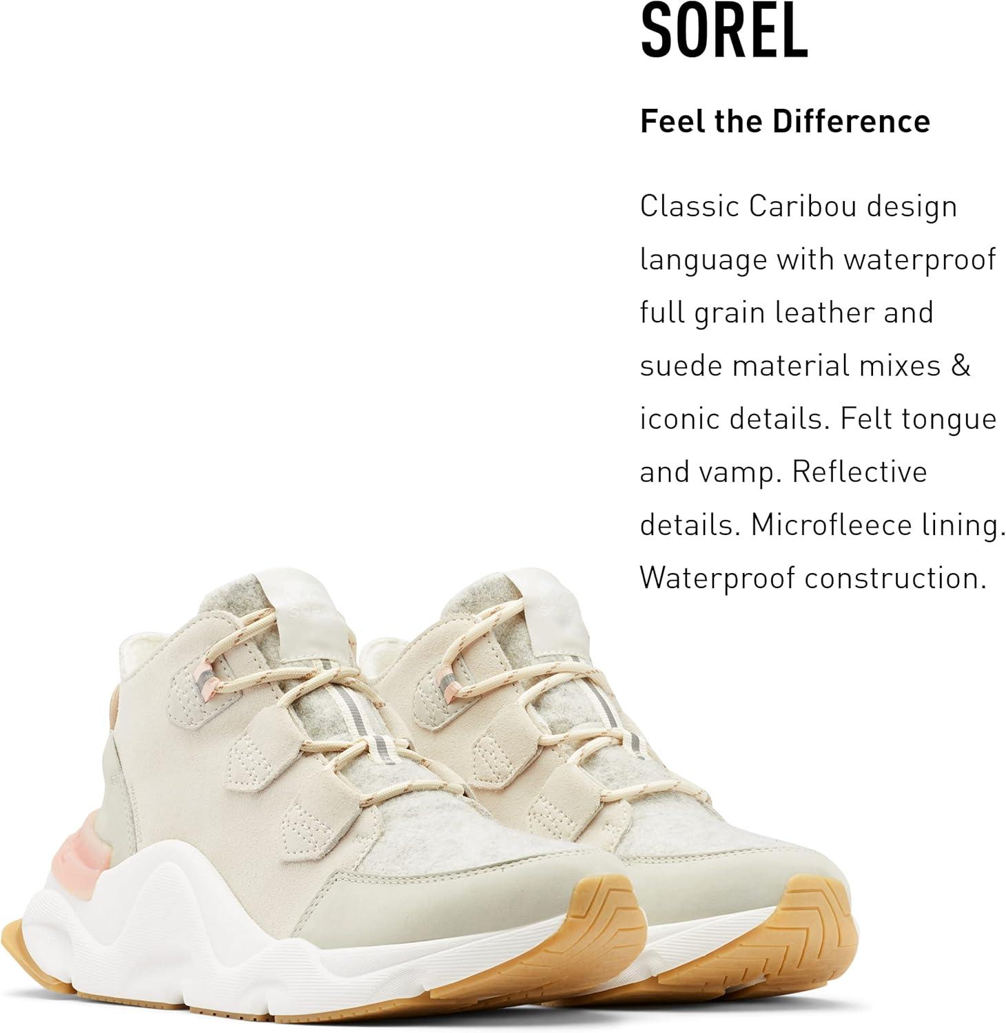 imageSorel Womens Kinetic Rngd Caribou Boot Waterproof Leather Winter BootsChalk Canoe
