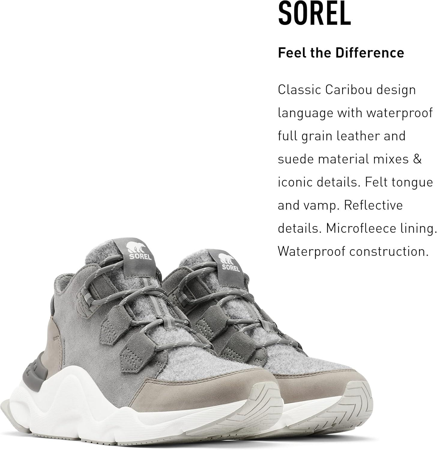 imageSorel Womens Kinetic Rngd Caribou Boot Waterproof Leather Winter BootsQuarry Sea Salt