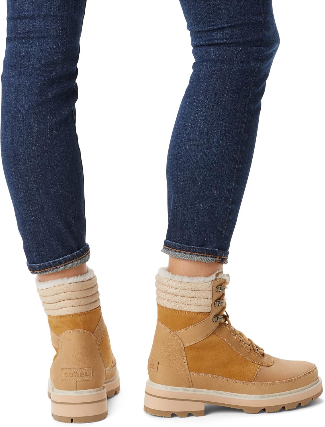 imageSorel Womens Lennox Lace Cozy Rain Boot Waterproof Suede BootsGeo Yellow Curry