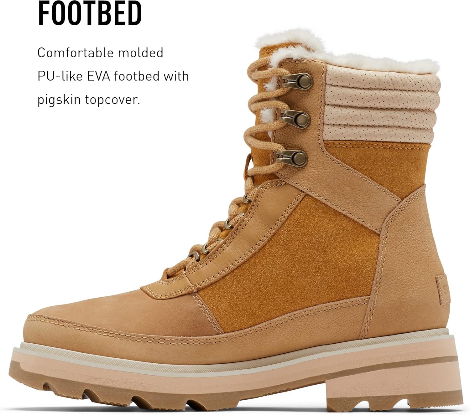 imageSorel Womens Lennox Lace Cozy Rain Boot Waterproof Suede BootsGeo Yellow Curry