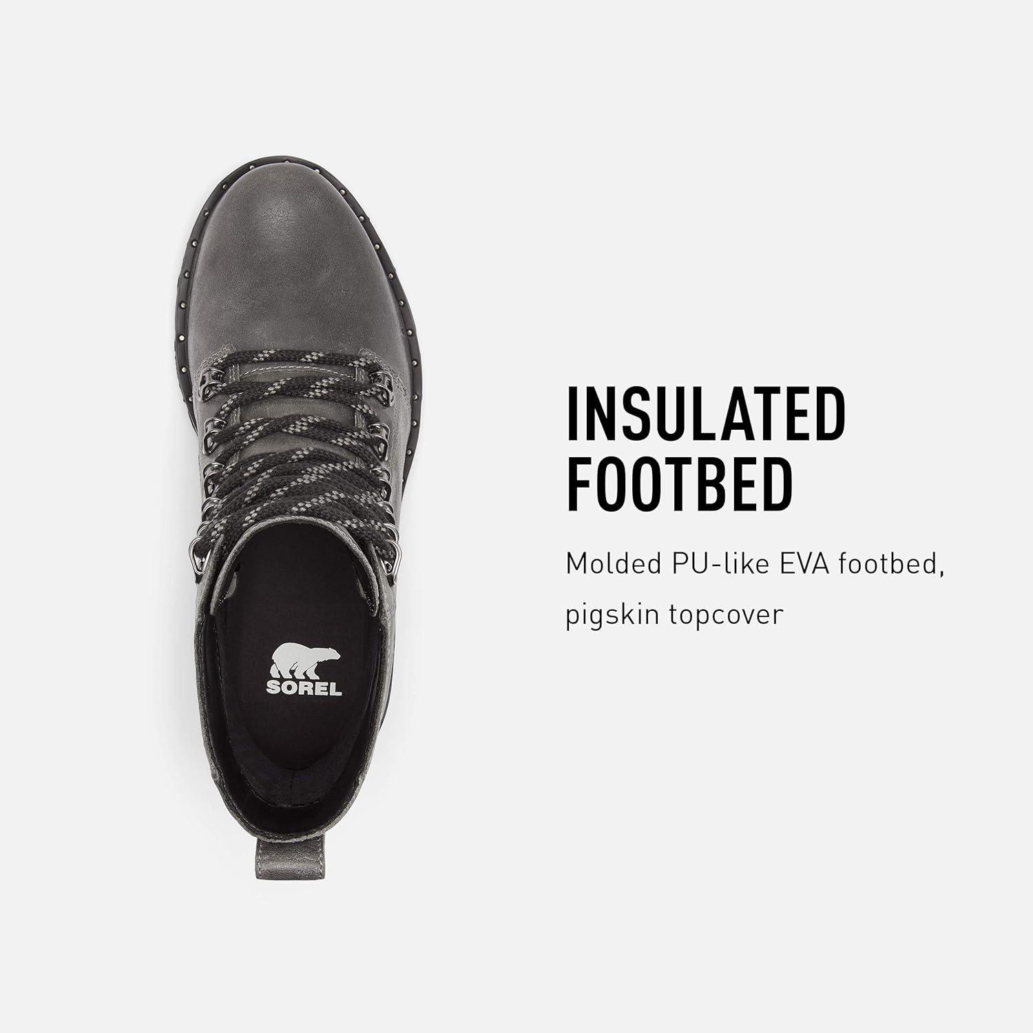 imageSorel Womens Lennox Lace Rain Boot Waterproof Leather BootsQuarry