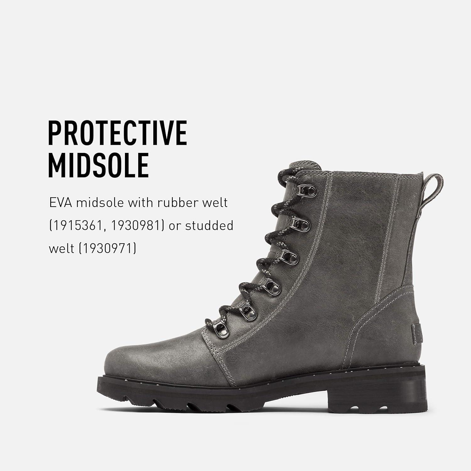 imageSorel Womens Lennox Lace Rain Boot Waterproof Leather BootsQuarry