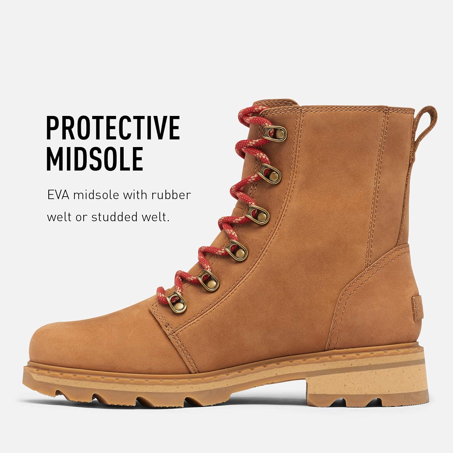 imageSorel Womens Lennox Lace Rain Boot Waterproof Leather BootsVelvet Tan